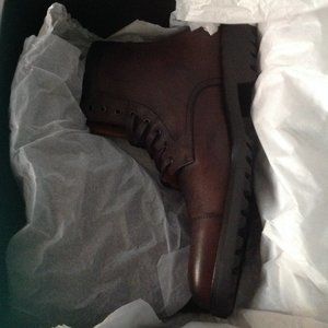 Bloomingdale's Men's Brown Leather Cap Toe Boots - 11.5 - New in Box